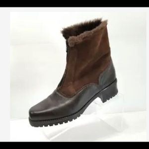 La Canadienne Suede & Leather Faux Fur Ankle Boots
